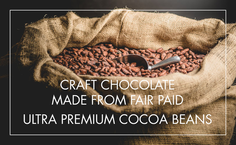 Chraft chocolate made from fair paid ultra premium cocoa beans